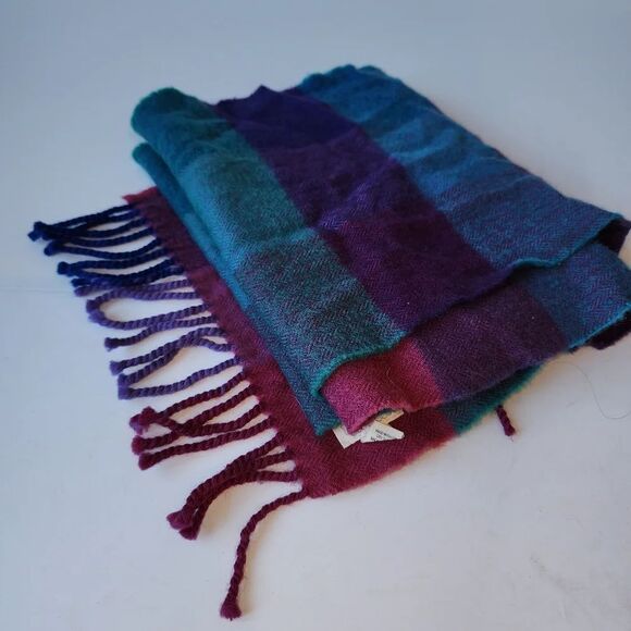 AVOCA The Mill Colorful Plaid Irish Wool Scarf - Picture 2 of 6